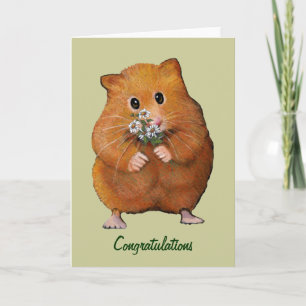 Hamster Holding Daisies: General Congratulations Card