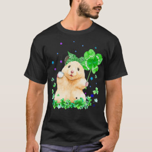 Hamster Holding Shamrock Stars Cute St Patricks Da T-Shirt