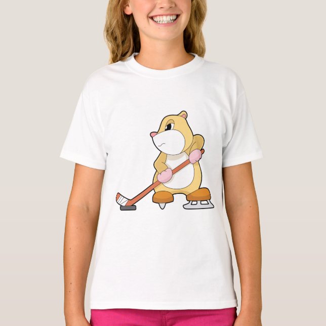 Hamster Ice hockey Ice hockey stick T-Shirt (Front)