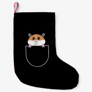 Hamster In Faux Pocket Small Christmas Stocking