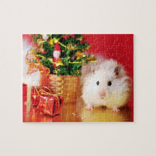 Hamster Kokolinka with Christmas tree Jigsaw Puzzle (Horizontal)