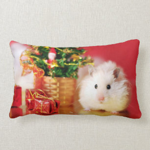 Hamster Kokolinka with Christmas tree Lumbar Cushion