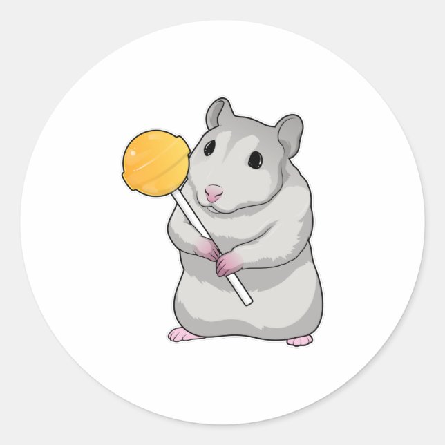 Hamster Lollipop Classic Round Sticker (Front)