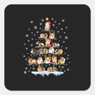 Hamster Lover Christmas Tree Guinea Pigs Gift Square Sticker