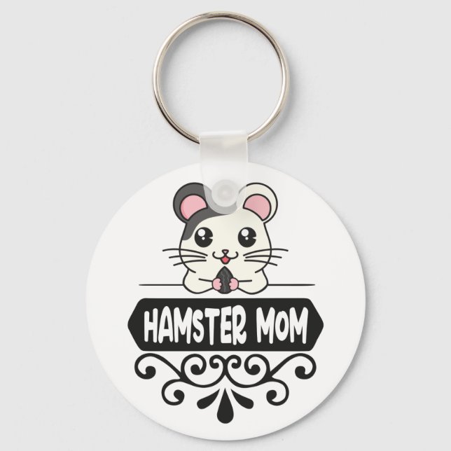 Hamster mum pet animal lovers cute key ring (Front)