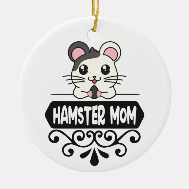 Hamster mum pet animal lovers cute personalised ceramic ornament (Front)