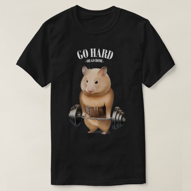 Hamster Muscle Training with Barbell Shrug Bar Fit T-Shirt (Design Front)