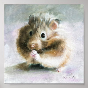 Hamster oil painting poster