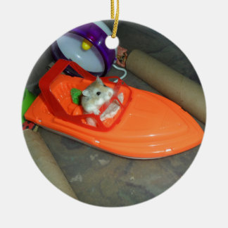 Hamster on a boat ceramic tree decoration