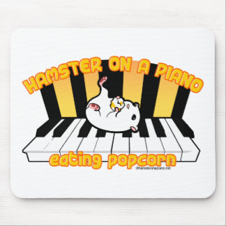 Hamster on a piano eating popcorn mouse pad