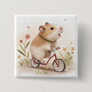 Hamster On Bike 15 Cm Square Badge