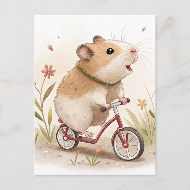 Hamster On Bike Postcard (Front)