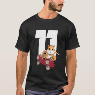 Hamster On Skateboard 11 Years Old 11th Birthday T-Shirt