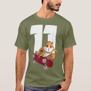 Hamster on Skateboard 11 years old 11th Birthday T-Shirt