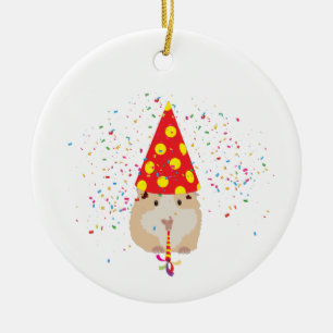 Hamster Partying - Animals Having a Party Ceramic Ornament