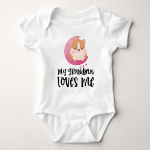Hamster Pink Moon🐹 My Grandma Loves Me Baby Bodysuit