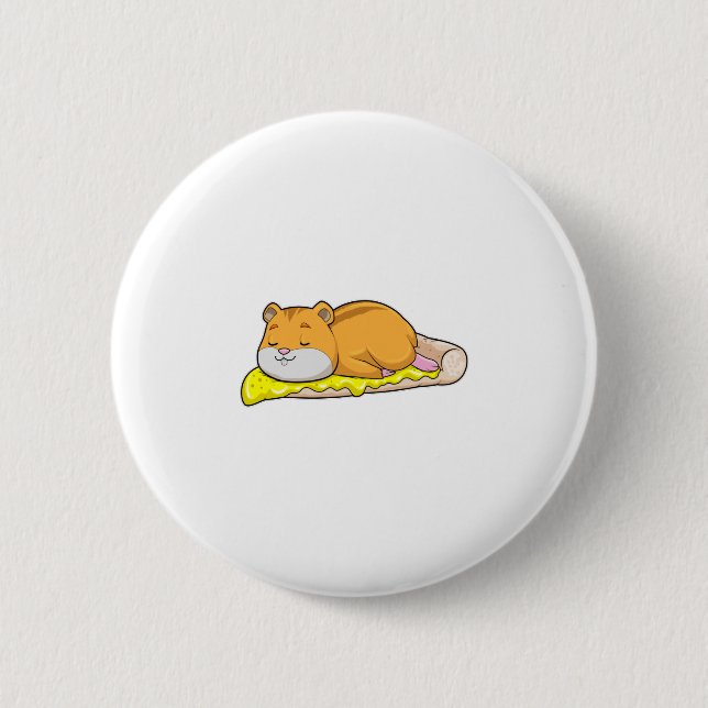 Hamster & Pizza with Cheese 6 Cm Round Badge (Front)