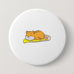 Hamster & Pizza with Cheese 7.5 Cm Round Badge
