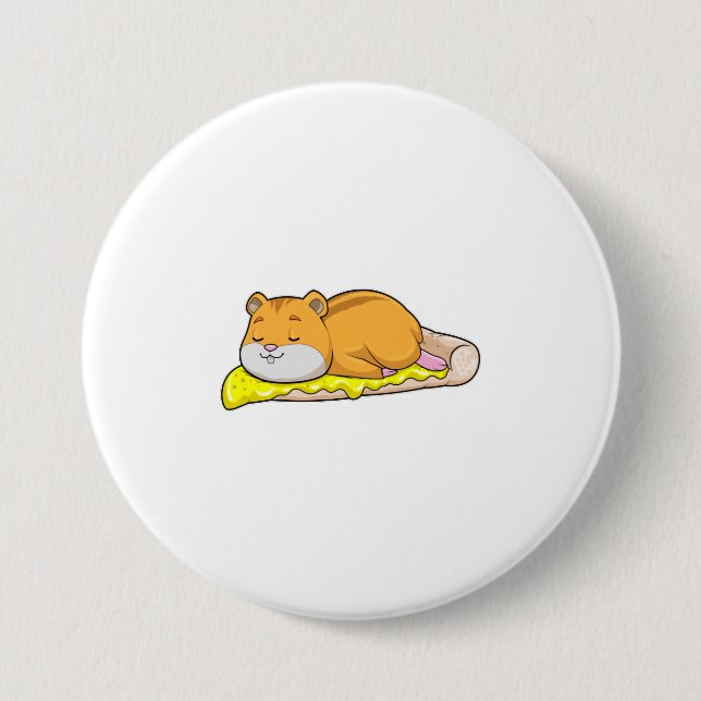 Hamster & Pizza with Cheese 7.5 Cm Round Badge (Front)