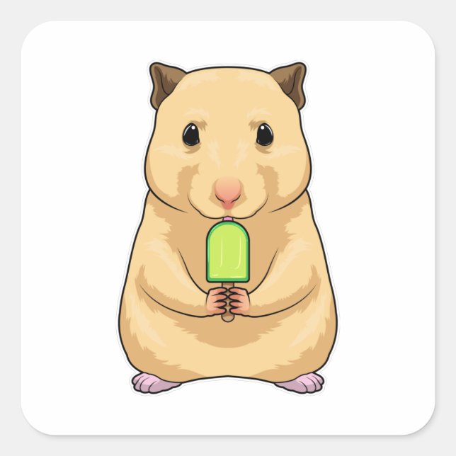 Hamster Popsicle Square Sticker (Front)