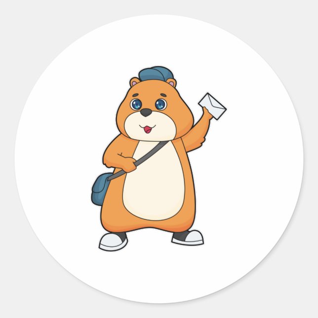 Hamster Postman Letter Classic Round Sticker (Front)
