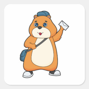 Hamster Postman Letter Square Sticker