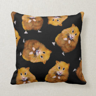 Hamster, Random Pattern on Black, Original Art Cushion