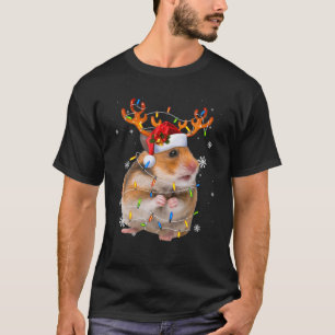Hamster Reindeer Christmas Lights Funny Hamster Xm T-Shirt