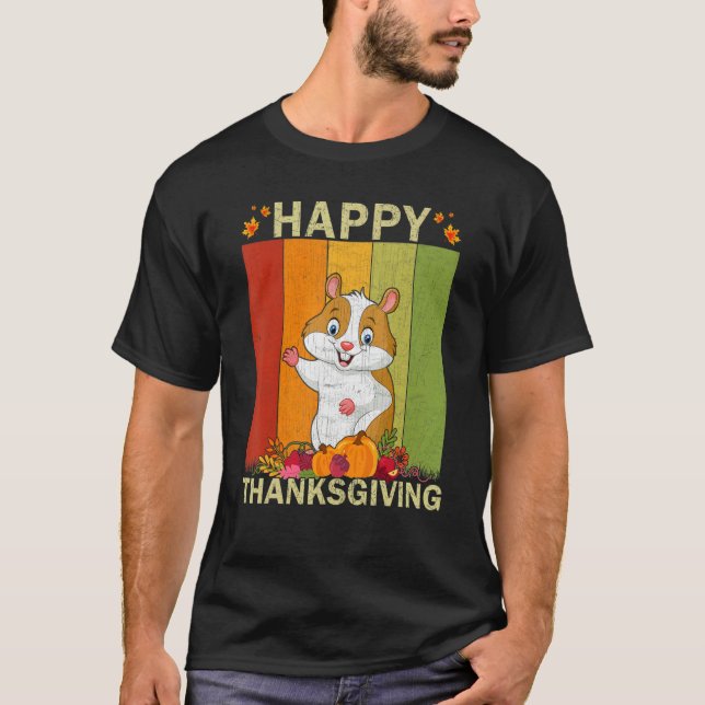 Hamster  Retro Graphic Family Matching Thanksgivin T-Shirt (Front)