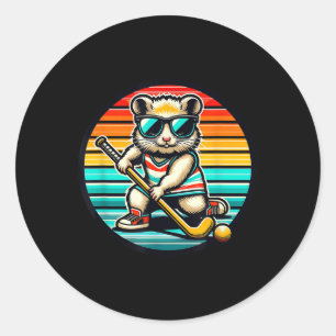 Hamster Rodent Field Hockey Player Team Classic Round Sticker