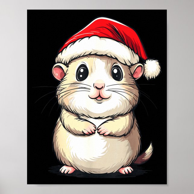 Hamster Santa Hat Pet Lover Boys Girls Kids Christ Poster (Front)