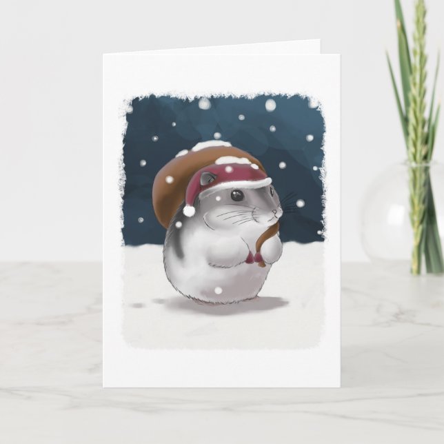 Hamster Santa Holiday Card (Front)