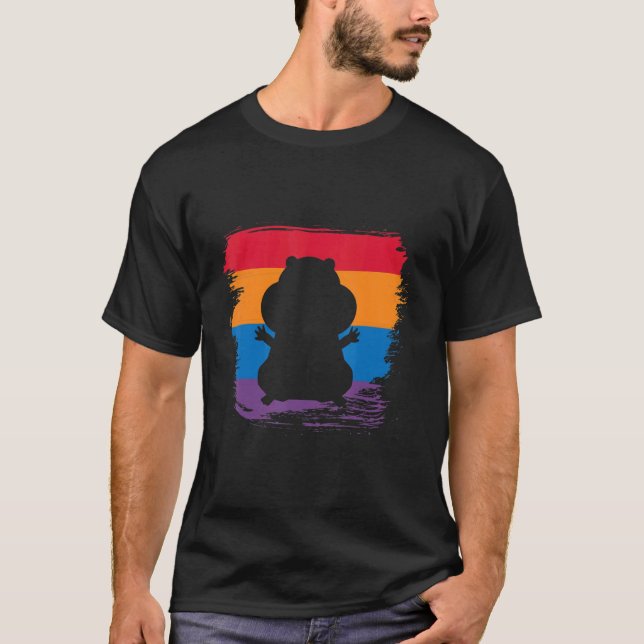 Hamster Shadow Silhouette With Colourful Flag T-Shirt (Front)