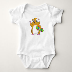Hamster Skater Skateboard Baby Bodysuit