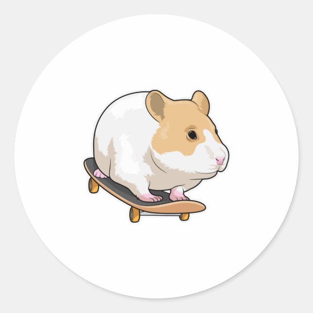 Hamster Skater Skateboard Classic Round Sticker (Front)