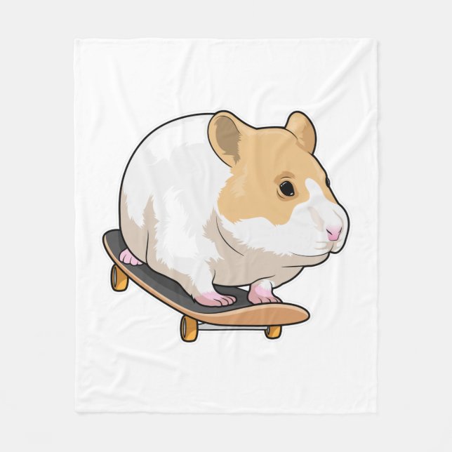 Hamster Skater Skateboard Fleece Blanket (Front)