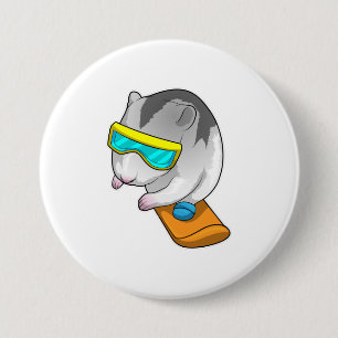 Hamster Snowboarder Snowboard 7.5 Cm Round Badge