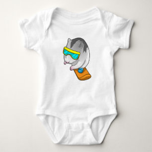 Hamster Snowboarder Snowboard Baby Bodysuit