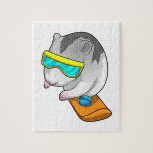 Hamster Snowboarder Snowboard Jigsaw Puzzle