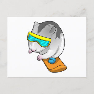 Hamster Snowboarder Snowboard Postcard