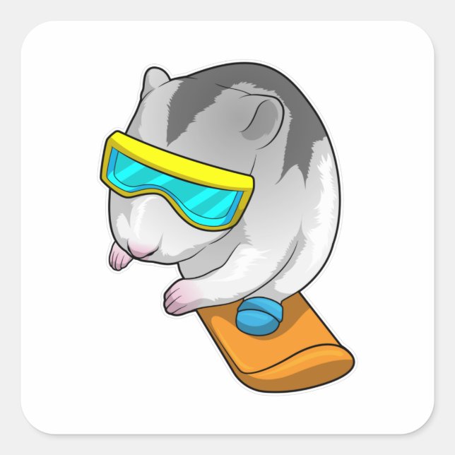 Hamster Snowboarder Snowboard Square Sticker (Front)