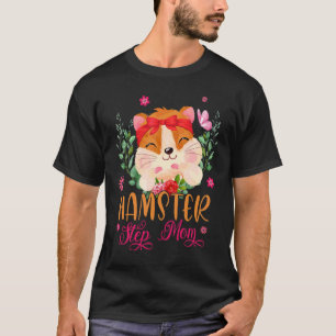 Hamster Step Mum Cute Flowers Hamster Bow Tie Moth T-Shirt