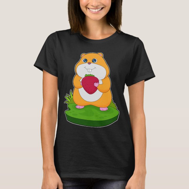 Hamster Strawberry Fruit T-Shirt (Front)