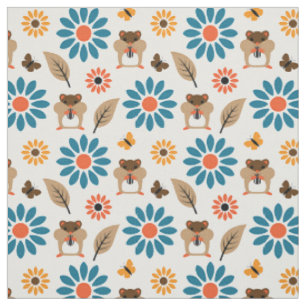 Hamster & Sunflower Seamless Pattern Fabric