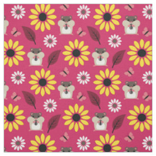 Hamster & Sunflower Seamless Pattern Fabric