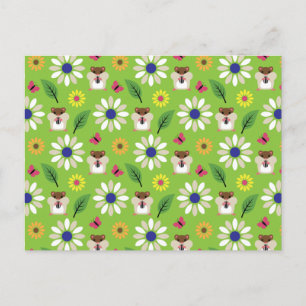 Hamster & Sunflower Seamless Pattern Postcard