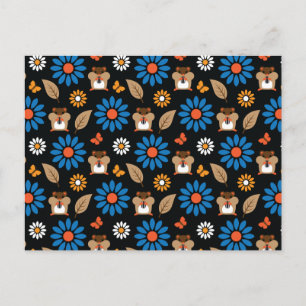 Hamster & Sunflower Seamless Pattern Postcard