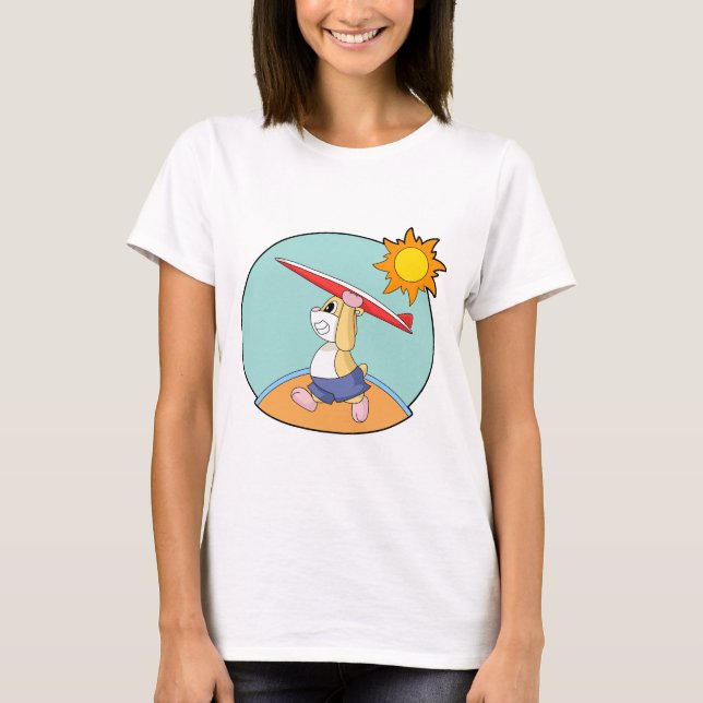 Hamster Surfing Surfboard Summer T-Shirt (Front)