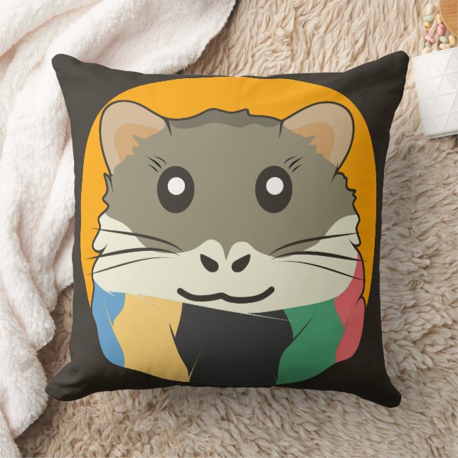 Hamster 🐹 the naughty animal with a striped scarf cushion (Blanket)