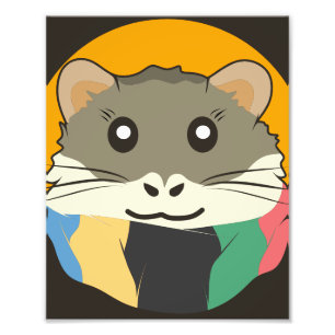 Hamster 🐹 the naughty animal with a striped scarf photo print